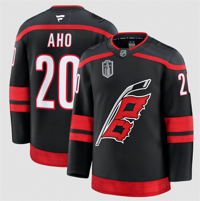 Men's Carolina Hurricanes #20 Sebastian Aho Black 2026 Stanley Cup Final Stitched Hockey Jersey Men's Carolina Hurricanes #20 Sebastian Aho Black 2026 Stanley Cup Final Stitched Hockey Jersey